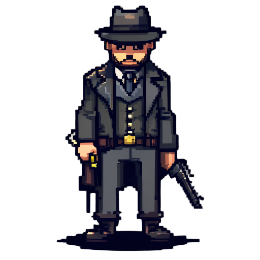 pixel 2d detective with a weapon (bat)