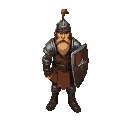 a medieval foot soldier in warcraft style