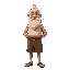an old man with a white beard and a brown shorts 