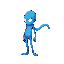 slime character, humanoid, blue, on the side, more slime than humanoid