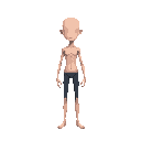clothless, skinny, bald, without face person