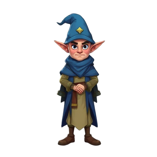 wizard elf with a blue rob