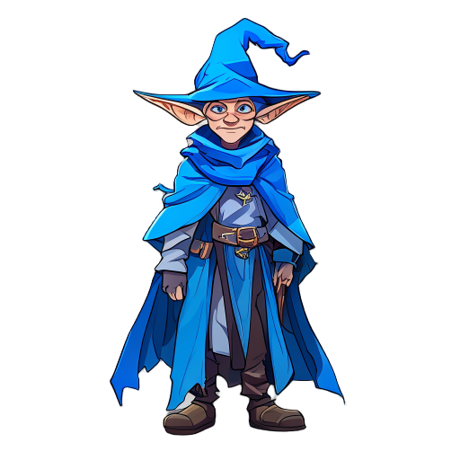 wizard elf with a blue rob
