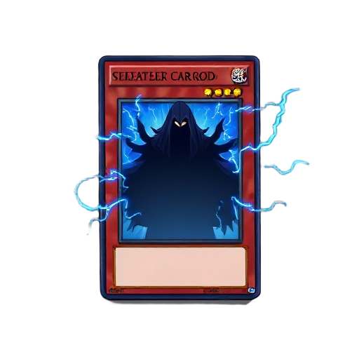 create a card like a yu-gi-oh with a shadow of god in center with blue thunders around de god