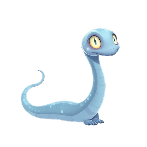 a semi-transparent ghostly snake with bright eyes and a body that seems to be made of mist with specks of magical light. it crawls on the ground, leaving a trail of frost.