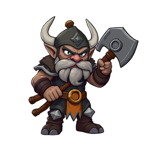 orc character with a mace, non 3d, keep it as a cartoon