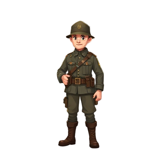 create a 2d soldier with uniform of the american soldiers of the first world war, the game will be metoidvania style.