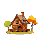autumn cozy village house