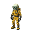 post apocalyptic character in biohazard suit walking