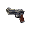 uma pistola na perspectiva em primeira pessoa como no doom clássico
