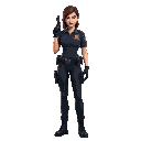 crea la imagen de una policía de los ángeles. tiene que ser una mujer. inspírate en jill valentine de resident evil 
