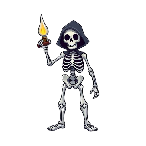 cartoon skeleton mage