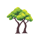 two pixelated japanese summer trees without background
