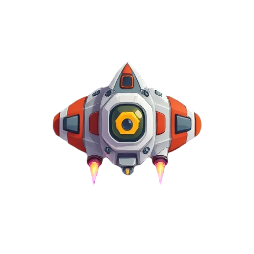 spaceship top down camera angle for a vertical shooter video game