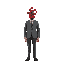 a man in a gray suit whose head and face is replaced by a bouquet of red flowers, retro wolfenstein 3d style