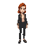 a stylish young woman with natural red hair, fair skin with light freckles, and green-gray eyes, captured in a professional editorial photoshoot. she's wearing a modern and elegant outfit: a light lin