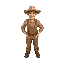 1 man in a farmer's uniform in pose t