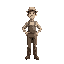 1 man in a farmer's uniform in pose t
