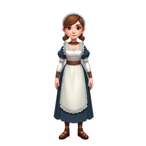 full body medieval milk maid facing forward 