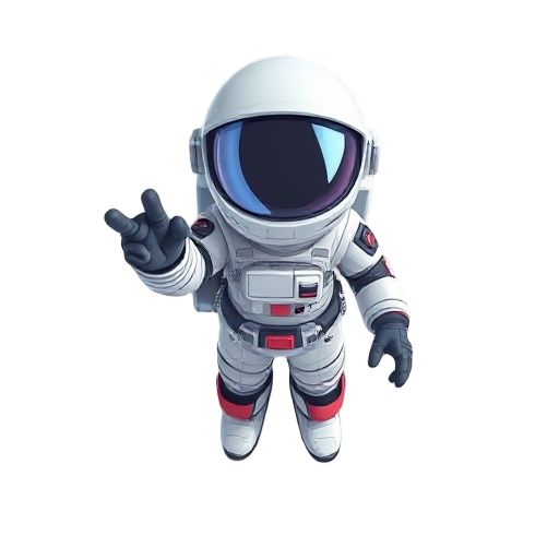 2d cyberpunk astronaut empty right hand forward from above