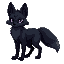 fox, cyberpunk style, black fur, dark-violet eyes