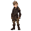a fantasy character  of a young man named dean, his clothes are torn and dirt-stained, remnants of leather armor and a faded