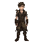 a fantasy character  of a young man named dean, his clothes are torn and dirt-stained, remnants of leather armor and a faded