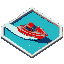 64x64 isometric tile water with a red  speed boat 