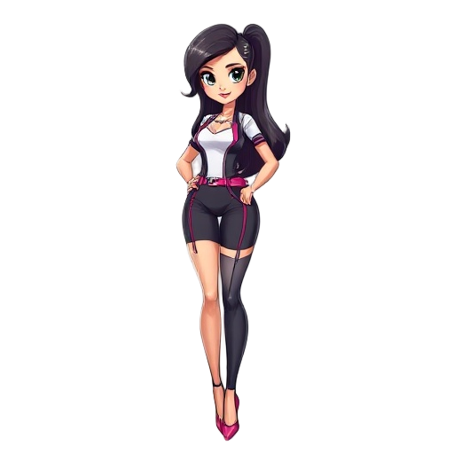 a beautiful young woman in the future world with perfect body and high heels