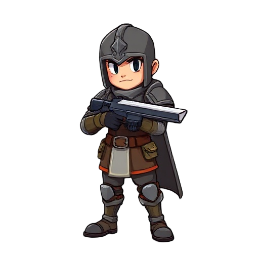 personagem homem forte segurando arma