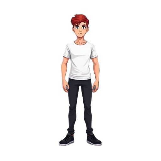 hombre con camisa blanca , pantalon negro, zapatos negros, pelo rubio