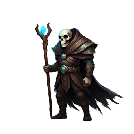 a blind skull with a staff