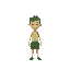 humanoid figure, range of greens, low detailed