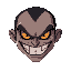 evil grin, up close, menacing look, glowing eyes, extreme closeup