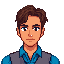 computer programmer with brown eyes and brown hair parted on the side