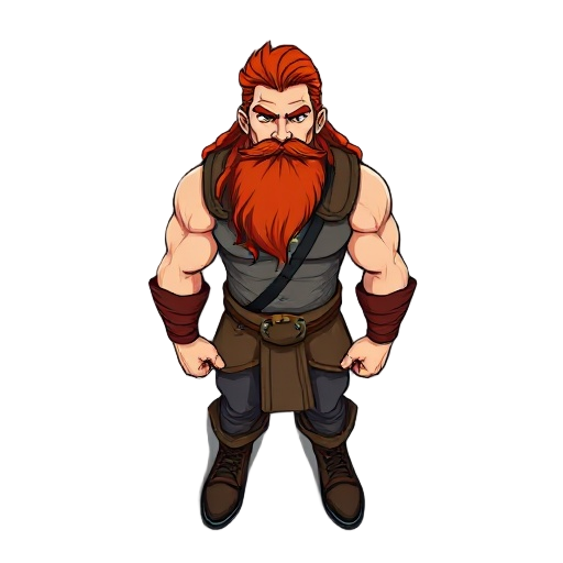 strong man, red long hair and red beard