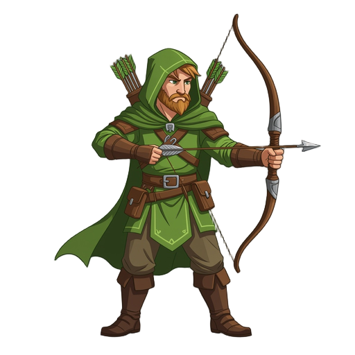 rts unit green forest archer, dark fantasy style
