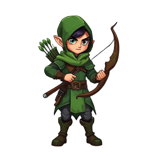 rts unit green forest archer, dark fantasy style