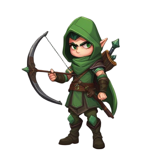 rts unit green forest archer, dark fantasy style