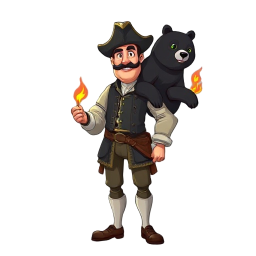 italian 1800 man with black bear and heat