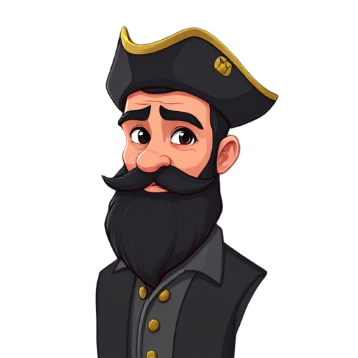italian 1800 man with black beard and hat