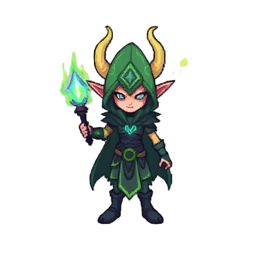 pixel_art elemental mage chaotic top down 8 bit