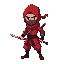 a warrior, no face , red clothes , like ninja . 