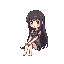 long haired girl sitting