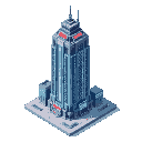 a cyberpunk skyscraper for city builder simulation game