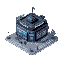 a cyberpunk police station for city builder simulation game