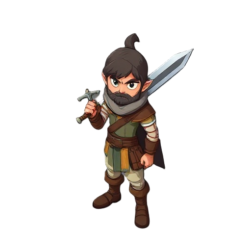 aventurero con espada en la espalda estilo dungeon and dragons