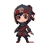 ninja girl, beautiful, idle, not cute