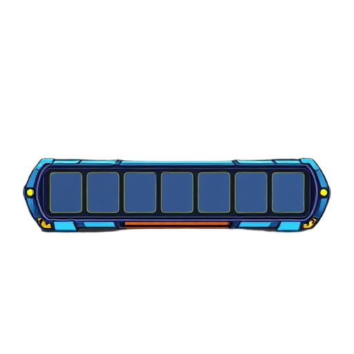 a technological health bar inspired by mega man x4, featuring additional empty slots that will serve to display the currently active ability, etc. the health bar itself should be empty.