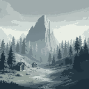 grey world with bunkers and light forest